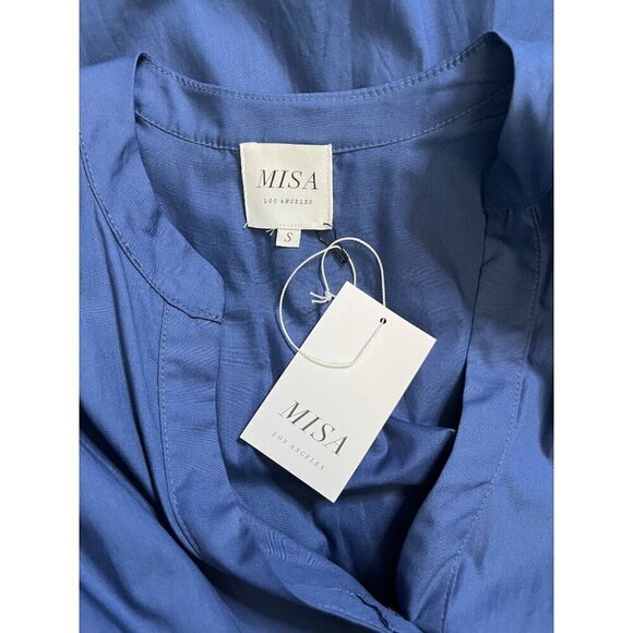💙 MISA Los Angeles Amarine Blue Ruffle Hem Midi Dress 💙 NWT MSRP $350 - Picture 11 of 11